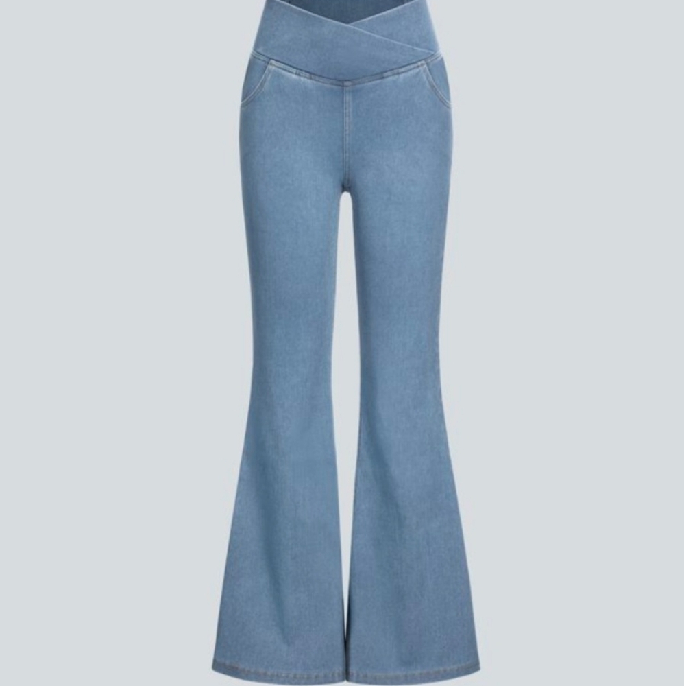 Halara high waisted crossover super flare jeans